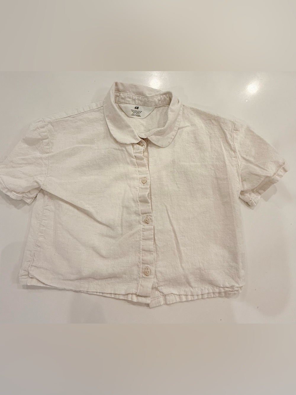 H&M White Peter Pan Collar Button-Down Shirt for Kids